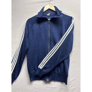 Vintage 1980s Kids XL 18/20 Navy Blue Warmup Track Jacket 3 Stripe Old School